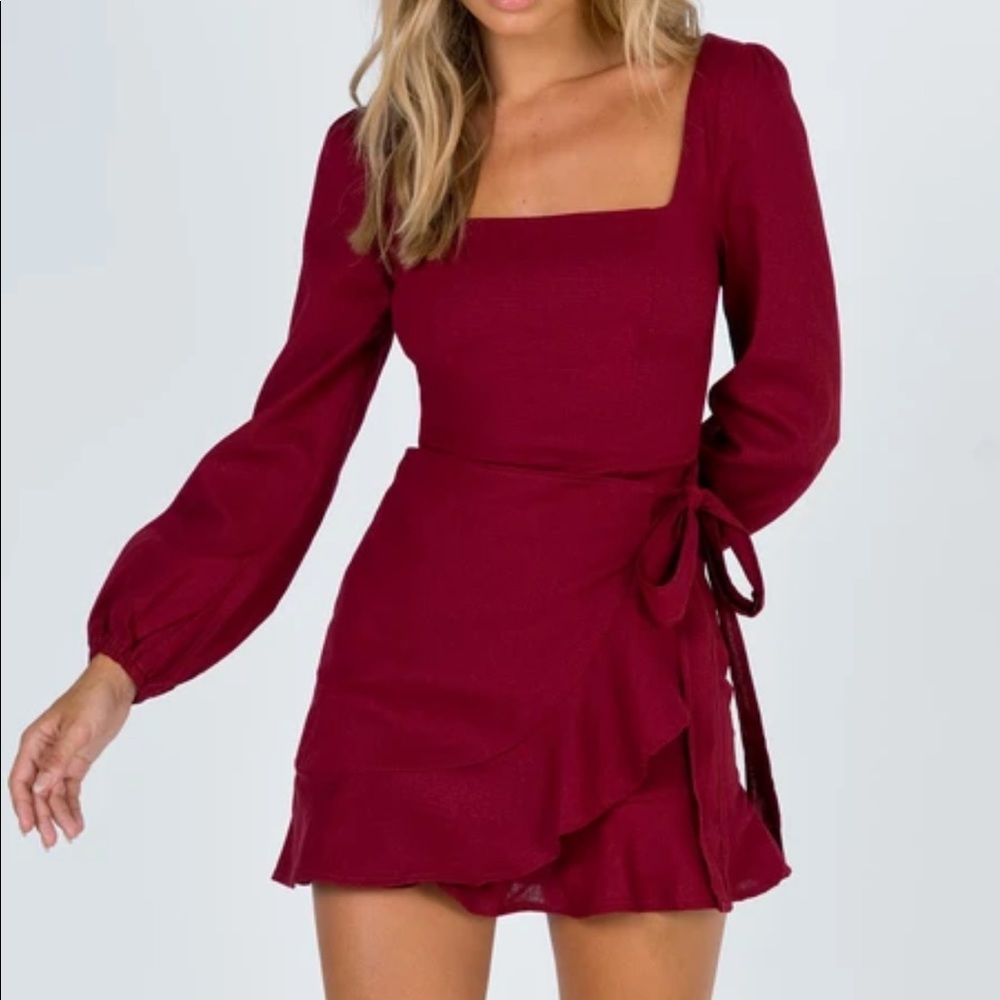 PRINCESS POLLY NEW Villa Dress in Burgundy - Picture 3 of 12